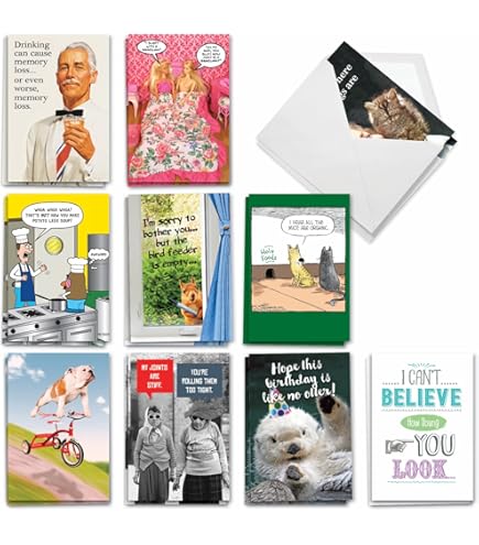 NobleWorks, 36 Assorted Box Set Funny Birthday Greeting Cards W/ 5 X 7 Inch Envelopes For Men And Women (36 Designs, 1 Each) Bday Pet Party AC10799BDG- B1x36 - View #6