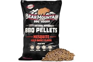 BEAR MOUNTAIN PREMIUM BBQ WOODS Bear Mountain All Natural Wood Pellets for Smoker, Grill & BBQ, 40 Lbs, Mesquite - Premium Hardwood Barbecue Pellets for Indoor and Outdoor Grilling