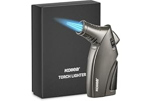 Kollea Torch Lighter, Triple Jet Flame Butane Lighter with Punch and Safety Lock, Refillable and Windproof Pocket Lighter, Cool Great Gift Idea for Men (Butane Gas Not Included)