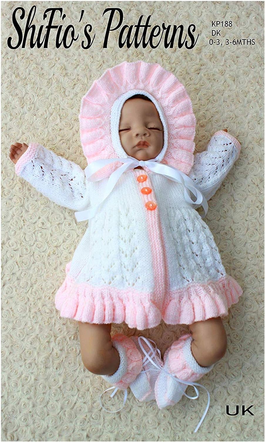 Knitting Pattern for Babies matinee Jacket Bonnet and Matching Booties, Baby Knitting Pattern, 0 to 3 Months & 3 to 6 Months