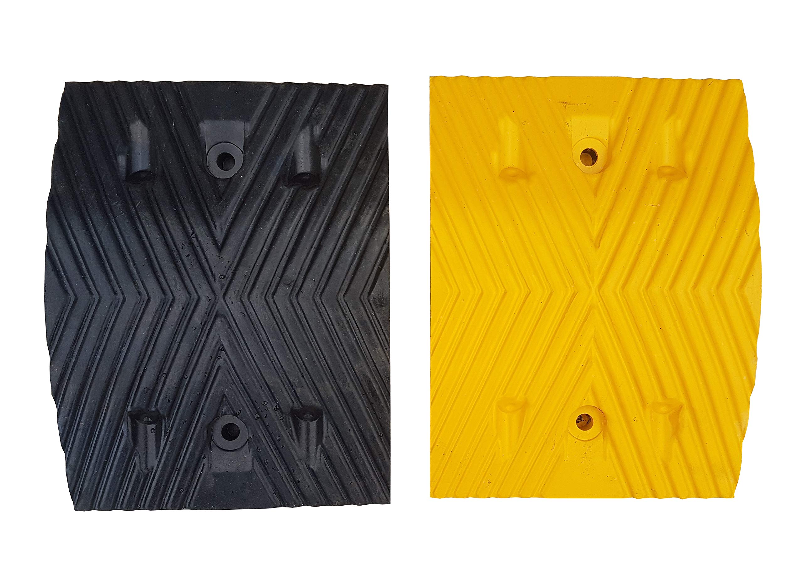 SNS SAFETY LTD RSB-215MBY-D Road Speed Bump pair Black and Yellow Middle Parts 25x35x5cm with plugless concrete anchors