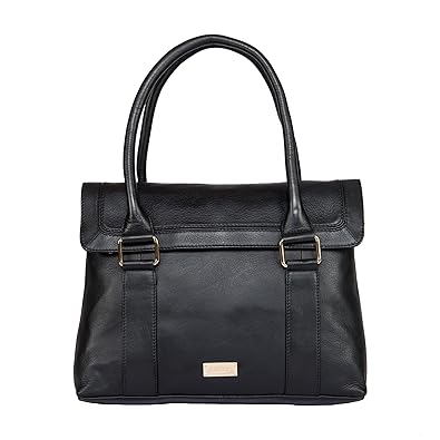 Klasse Womens Classic Designer Black Top Handle Sidebag Tote