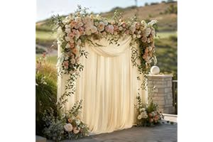 Gallety Ivory Backdrop Curtain for Wedding, Photo Backdrop Curtain for Bridal Shower Decorations - 10FT x 10FT Ivory Backdrop