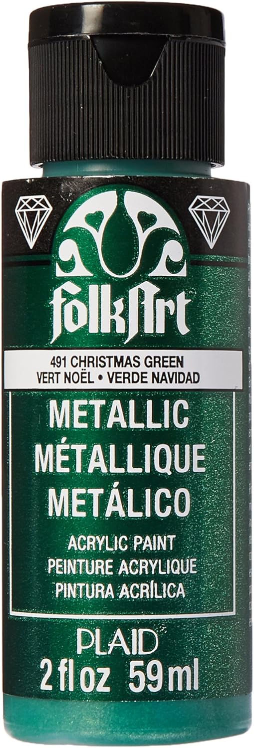 FolkArt Metallic Acrylic Paint in Assorted Colors (2 oz), 491, Christmas Green