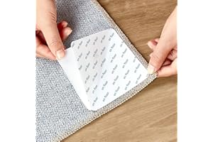 LOONGRUG 12 PCS Rug Tape Sticker: Rug Pad Gripper for Hardwood Floors Double Sided Adhesive Carpet Tape Anti Slip Rug Grips for Area Rugs to Keep Rugs in Place- White