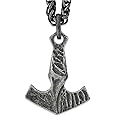 HAQUIL Viking Mjolnir Necklace, Antique Thor Hammer Amulet Pendant, Wheat Chain, Viking Jewelry Gift for Men and Women