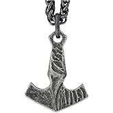 HAQUIL Viking Mjolnir Necklace, Antique Thor Hammer Amulet Pendant, Wheat Chain, Viking Jewelry Gift for Men and Women