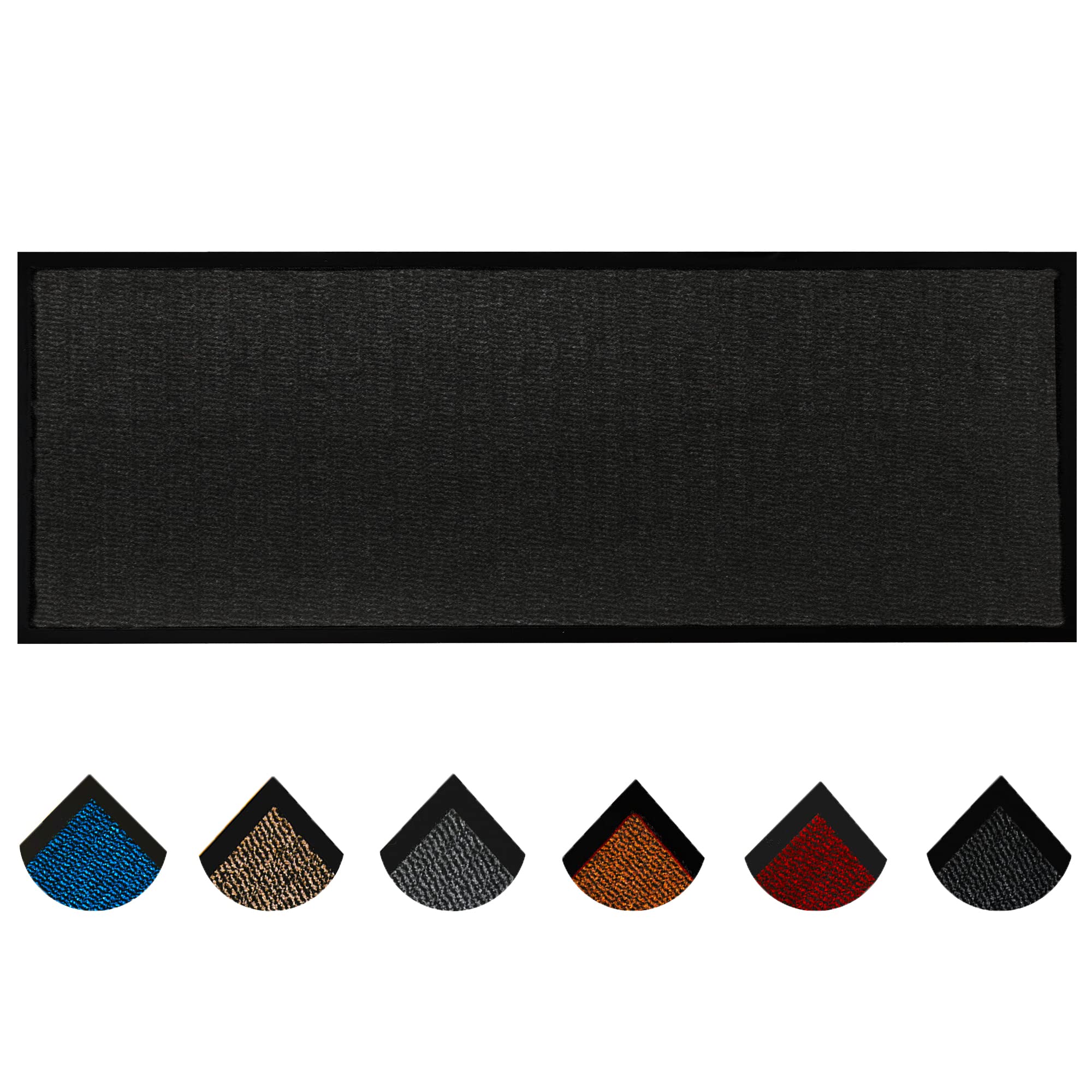 Homatz Hallway Runner Rug Heavy Duty Non-Slip Rubber Back, Anthracite 60x120cm Long Runner - Dirt Trapper, Water Absorbent Mat, Washable, Carpet for Hallway Kitchen Living Room