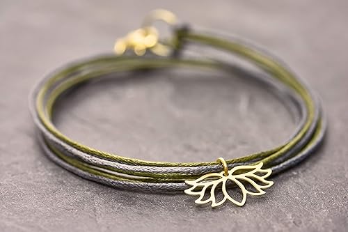 Wickelarmband Lotus Blüte Baumwollband Vegan