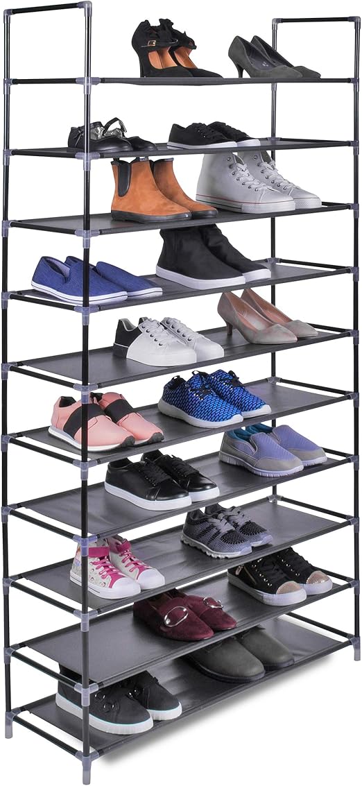 The Hanger Store 10 Tier Shelf Tall Shoe Storage Rack Organiser Stand