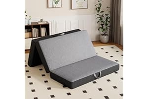 Vamcheer Tri Folding Mattress Full Size - 6 Inch Foldable Mattress for Travel/RV/Camping/Guest Room/Yoga, Tri-fold Memory Foam Cushion with Washable Cover, Handle & Non-Slip Bottom, 73"x52"x6"