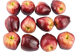 JEDFORE Artificial Lifelike Fake Dark Red Apple Simulation Red Delicious Apples Set Fake Fruit for Home House Kitchen Wedding