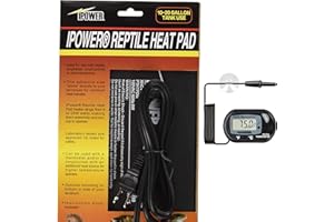 iPower 6 by 8-Inch 8W Reptile Heat Mat, LCD Digital Aquarium Thermometer, Under Tank Warmer Terrarium Heat Pad for Turtles Lizards Frogs and Other Small Animals, Multi Sizes