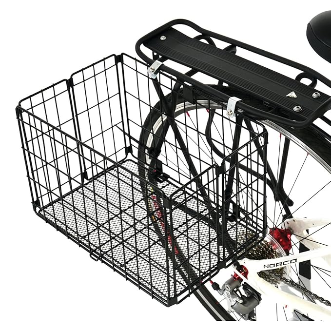 Axiom Folding Rear Pannier Basket Black Bike Baskets Sports & Outdoors