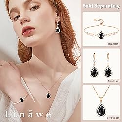 Linawe Black Crystal Chain Necklace for Women Rose