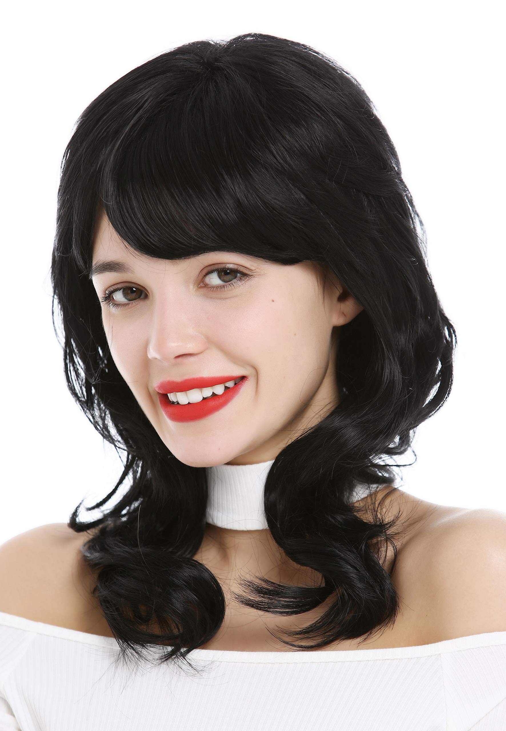 WIG ME UP - 9383-1B Lady Wig shoulder-length medium long layered naturally waved wavy black