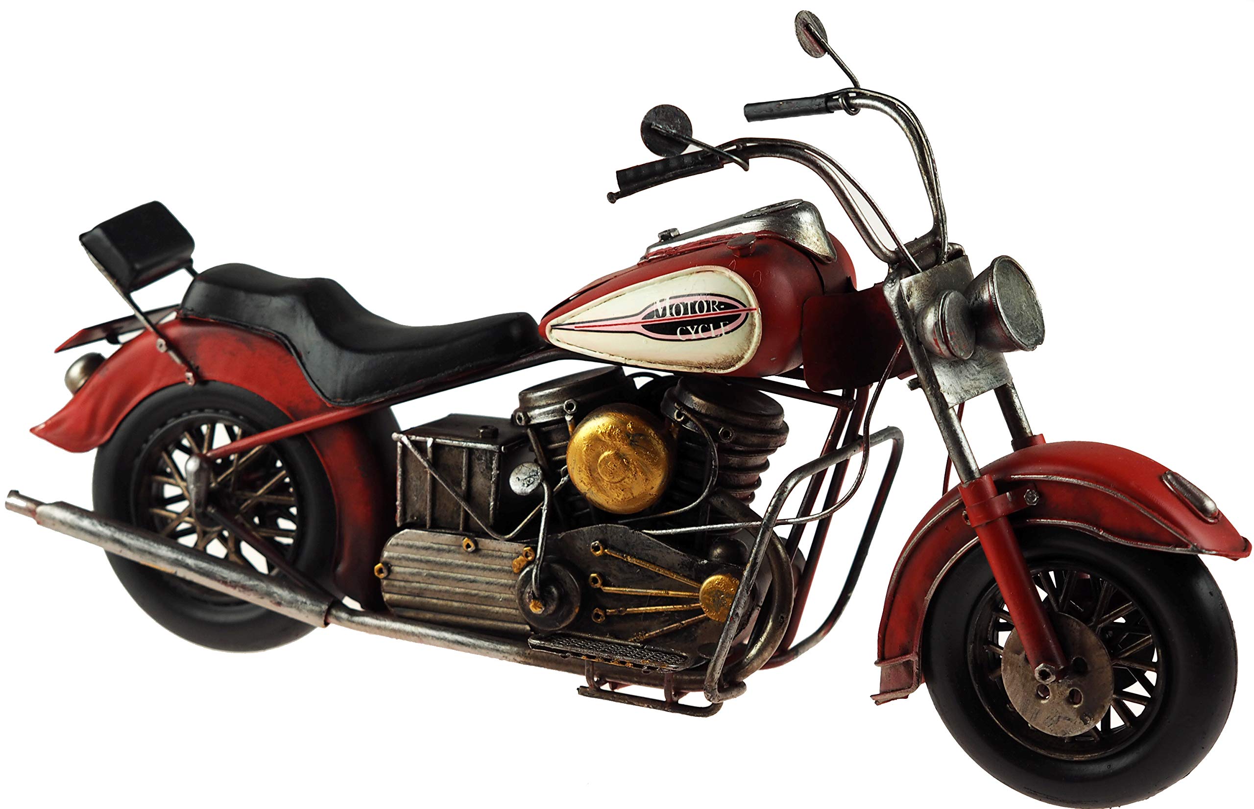 Lesser & Pavey Metal Art Tin Model - Red Indian Chief Style MOTORBIKE (36cm) *NEW* Boxed