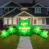 Joyfizzle 10.5FT Length St. Patricks Inflatables Shamrocks Built in Flash LED Lights for St. Patricks Day Blow Up Yard Outdoor Indoor Lawn Garden Decorations