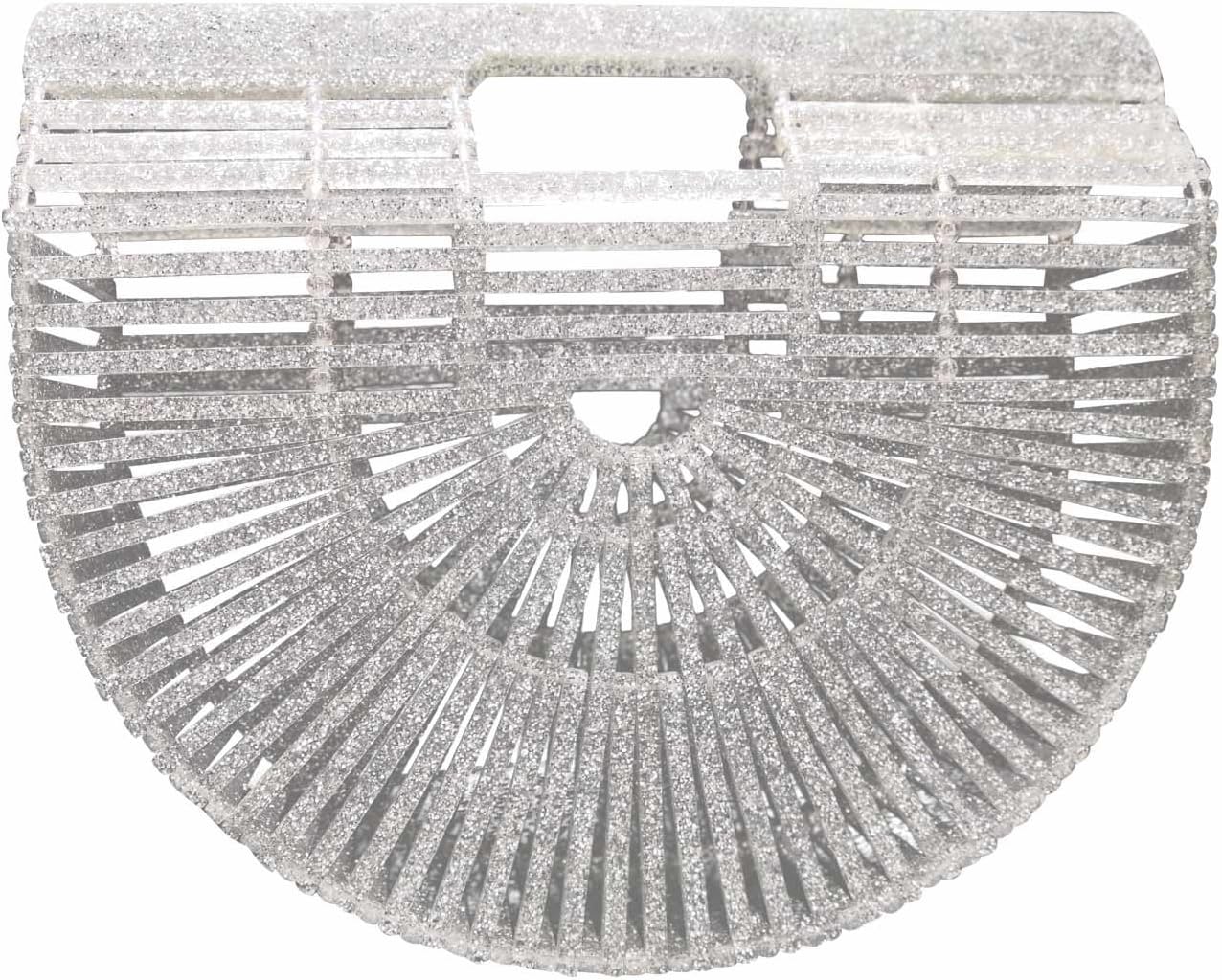Beauty YaYa Ark Bamboo/Acrylic Clutch Handbag Wooden Purse Tote Bag (Small Crystal Silver)