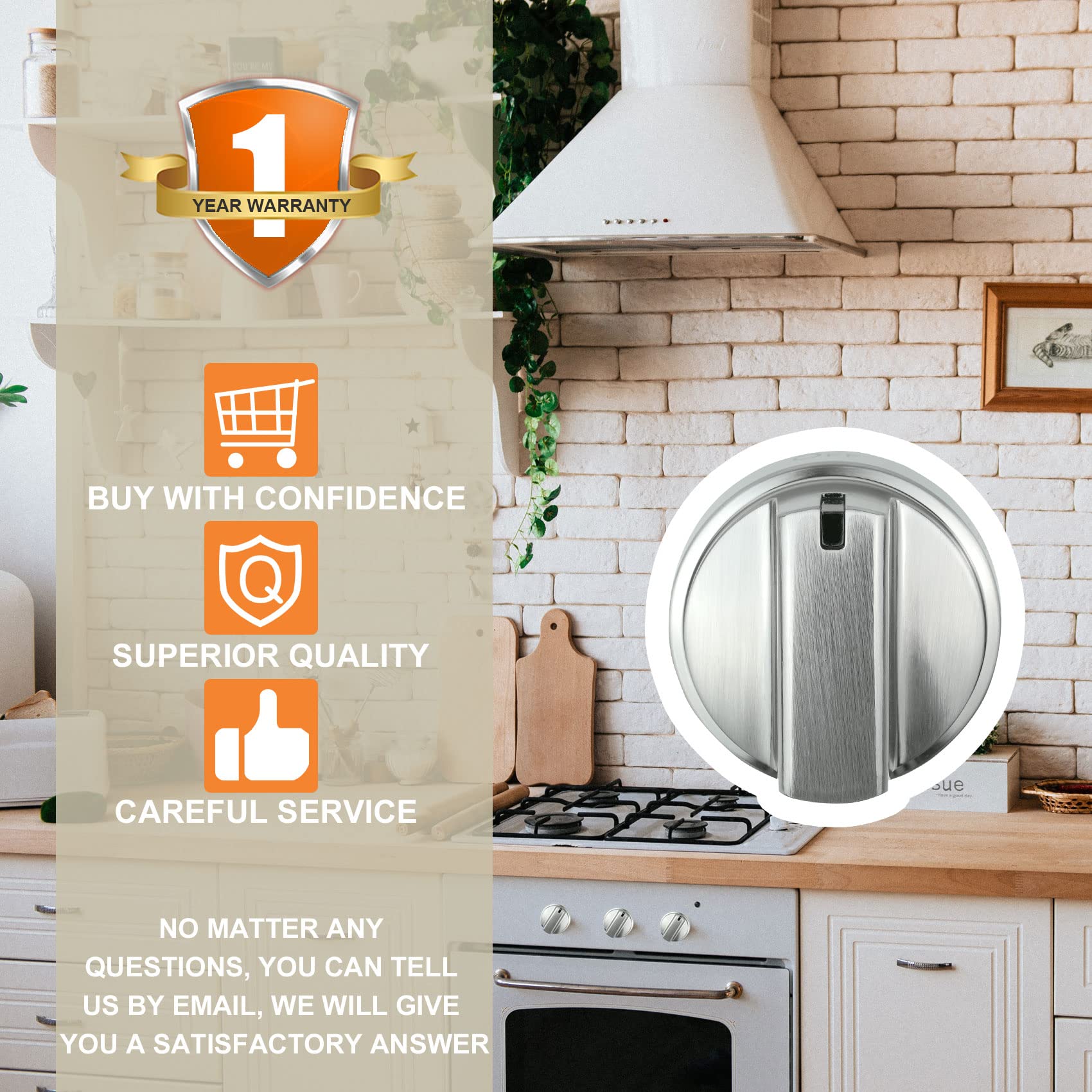 5 Pack Stainless Steel WB03x24818 Gas Stove Knob Replacement for ge,PS11729081 AP5989029 Stainless Steel Stove Replacement Knobs,Compatible with ge Stove Knob（Not Universal）