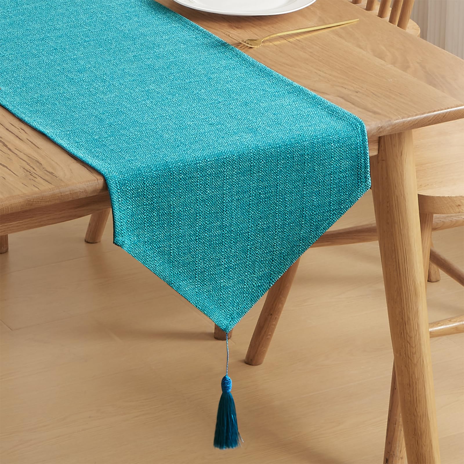 WAITER TREE Table Runner for Dining Table with Tassels 35x180 cm, Faux Linen Waterproof Table Runners for Party Home Docorations Birthday Wedding Bridal Baby Shower Christmas Thanksgiving - Lake Blue