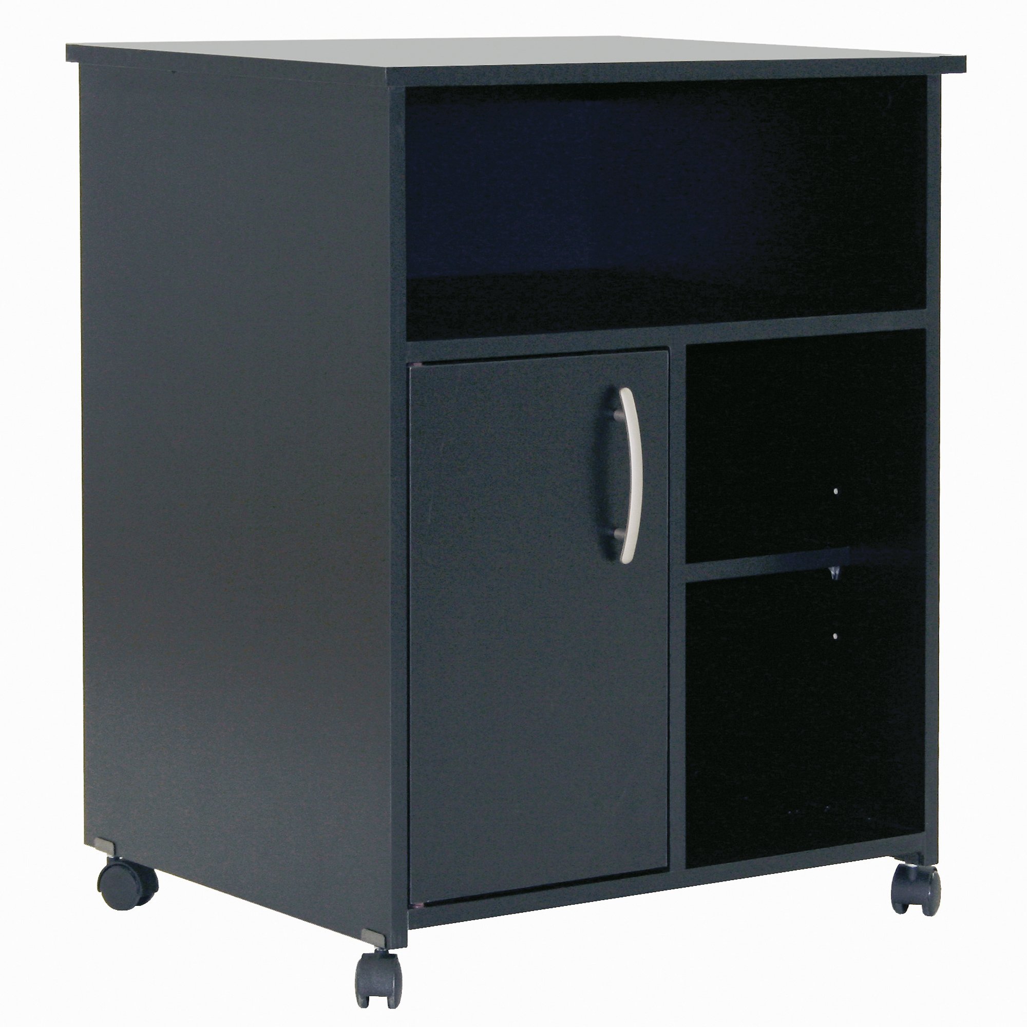 South Shore Fiesta Microwave Cart With Storage On Wheels, Pure Black on