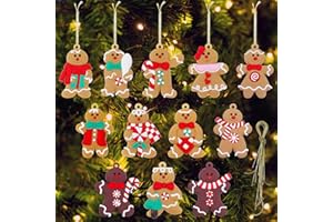 MCUPPER 12pcs Gingerbread Man Ornaments for Christmas Tree, Assorted Styles, Holiday Decorations
