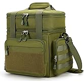 Gafetrey Tactical Lunch Box for Men, Insulated Lunch Bag Adult, Thermal Lunchbox Leakproof Waterproof Cooler Bag, Dual Compartment Lunch tote, Large Lunch Pail for Work Office Travel(Green) 15L