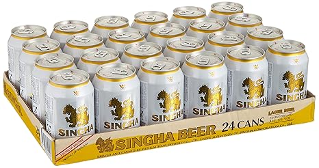SINGHA Original thailändisches Dosenbier (Einwegpfand, 5% vol.) 24er Pack (24 x 0,33l)