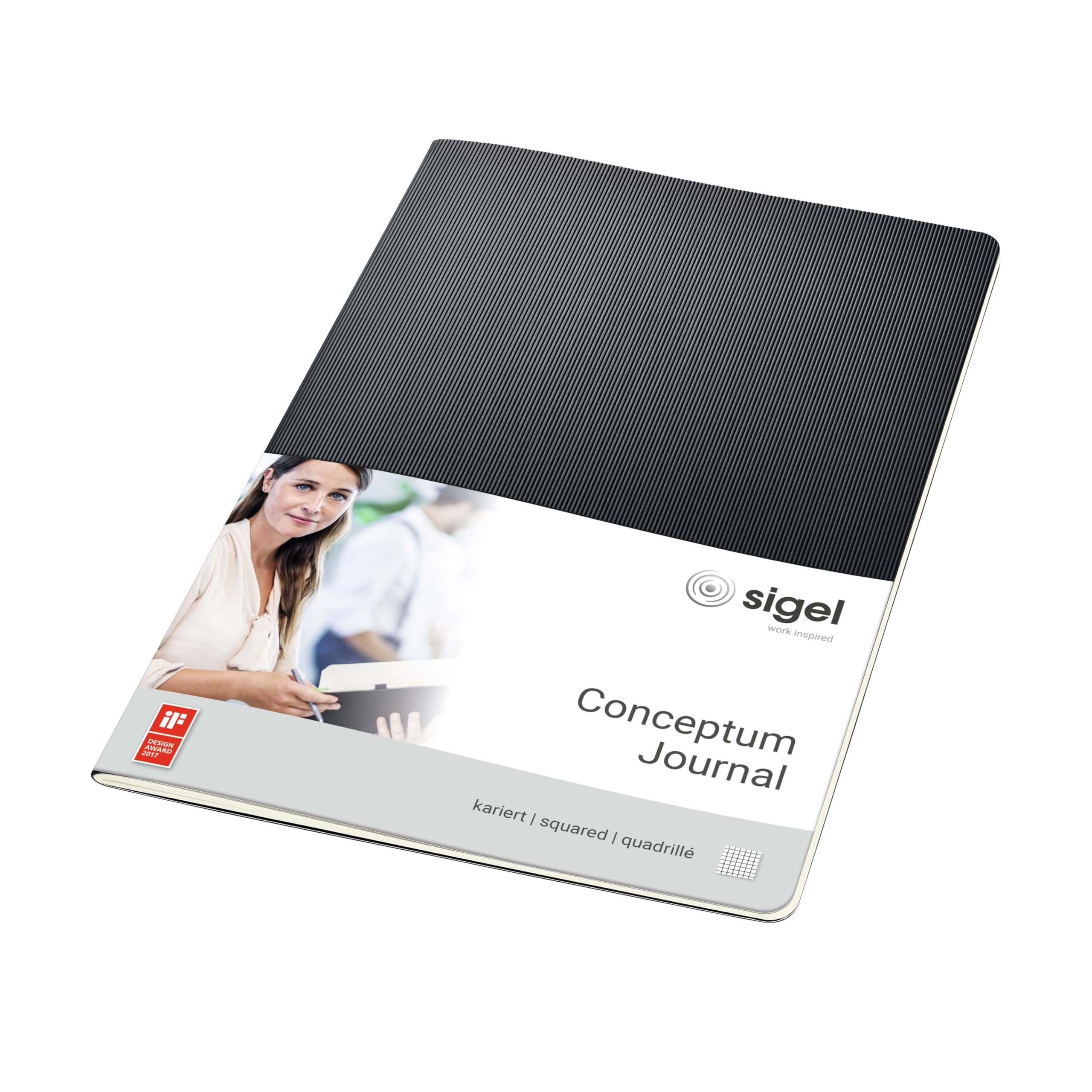 SIGEL CO860 Journal, approx. A4, squaRed, softcover, Black - Conceptum
