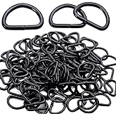 BronaGrand 100 Pieces 1/2inch Metal Non Welded Black D Ring Buckles D-Ring Loop for Handbag Purse Clothes DIY Accessories