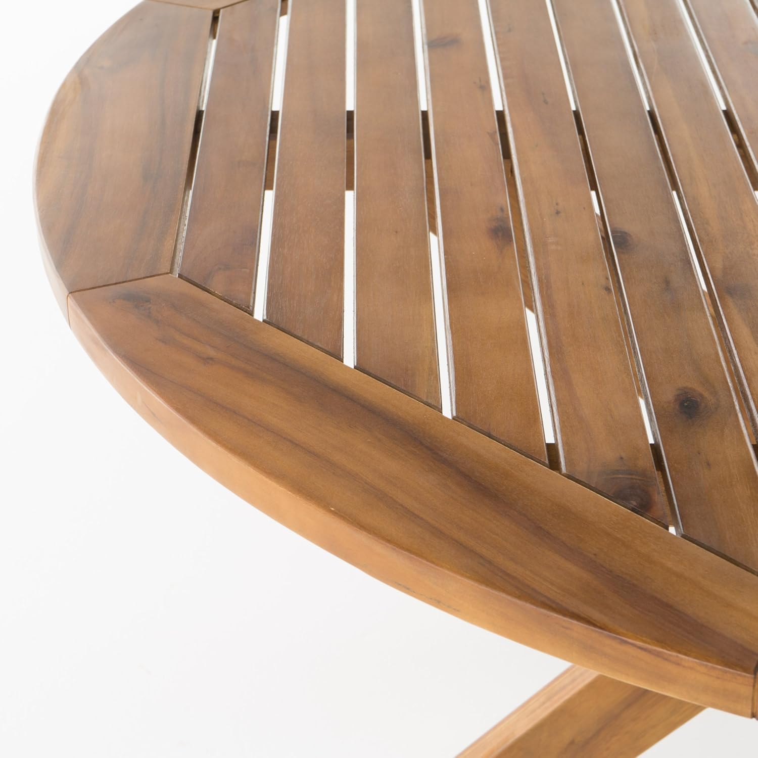 Christopher Knight Home Stamford Outdoor Acacia Wood Round Dining Table, Teak Finish : Garden & Outdoor