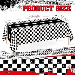 WNINK 2 Pack Race Car Table Cloth Black and White