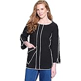 Ali Miles womens Textured Woven Popover for Women
