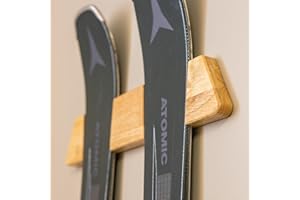 StoreYourBoard Horizontal Wood Ski Rack Wall Mount – Heavy Duty Ski Wall Mount Organizer, Space-Saving Ski Holders for Wall Display, Durable Skis Rack for Garage, Home or Cabin - Natural Wood (Medium)