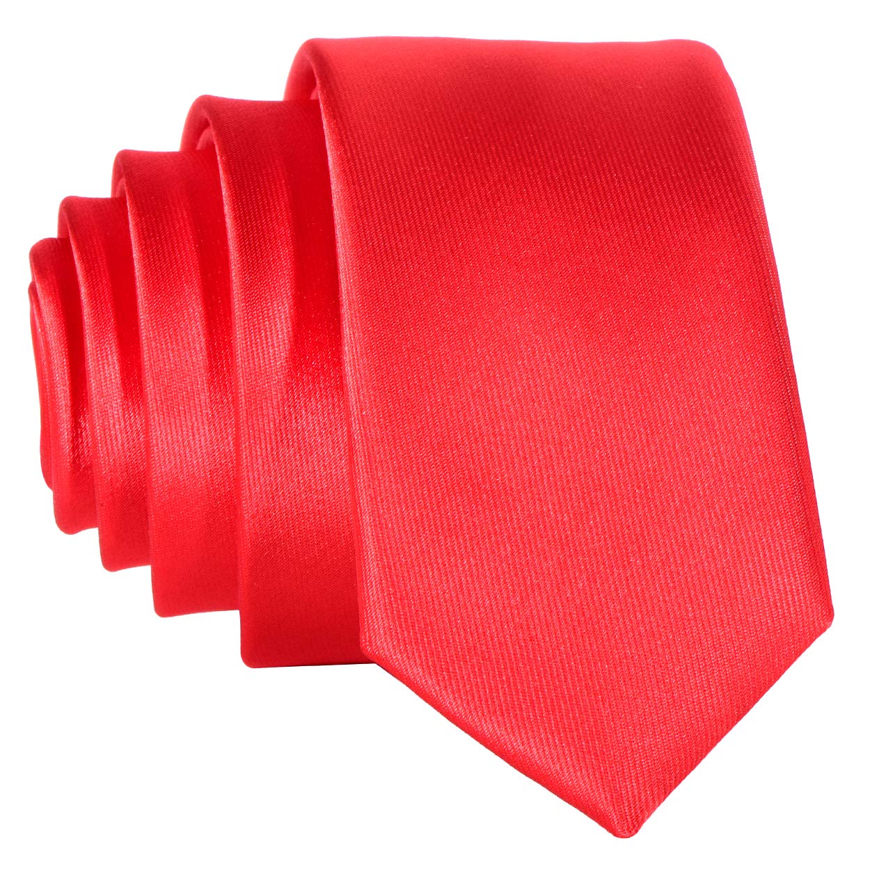DonDon Men's narrow slim Tie handmade Red