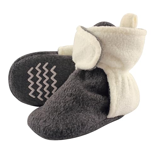 Hudson Baby Unisex-Baby Cozy Fleece Booties Slipper Sock, Heather Charcoal Cream, 18-24 Months
