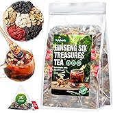 Ginseng Six Treasures Tea Traditional Herbal Kidney Tea Formula Ginseng Six Treasure Tea Bags, Natural Kidney Cleanse Tea Bags for Women & Men, Ginseng Six Treasure Tea(1Pack/25Bags)