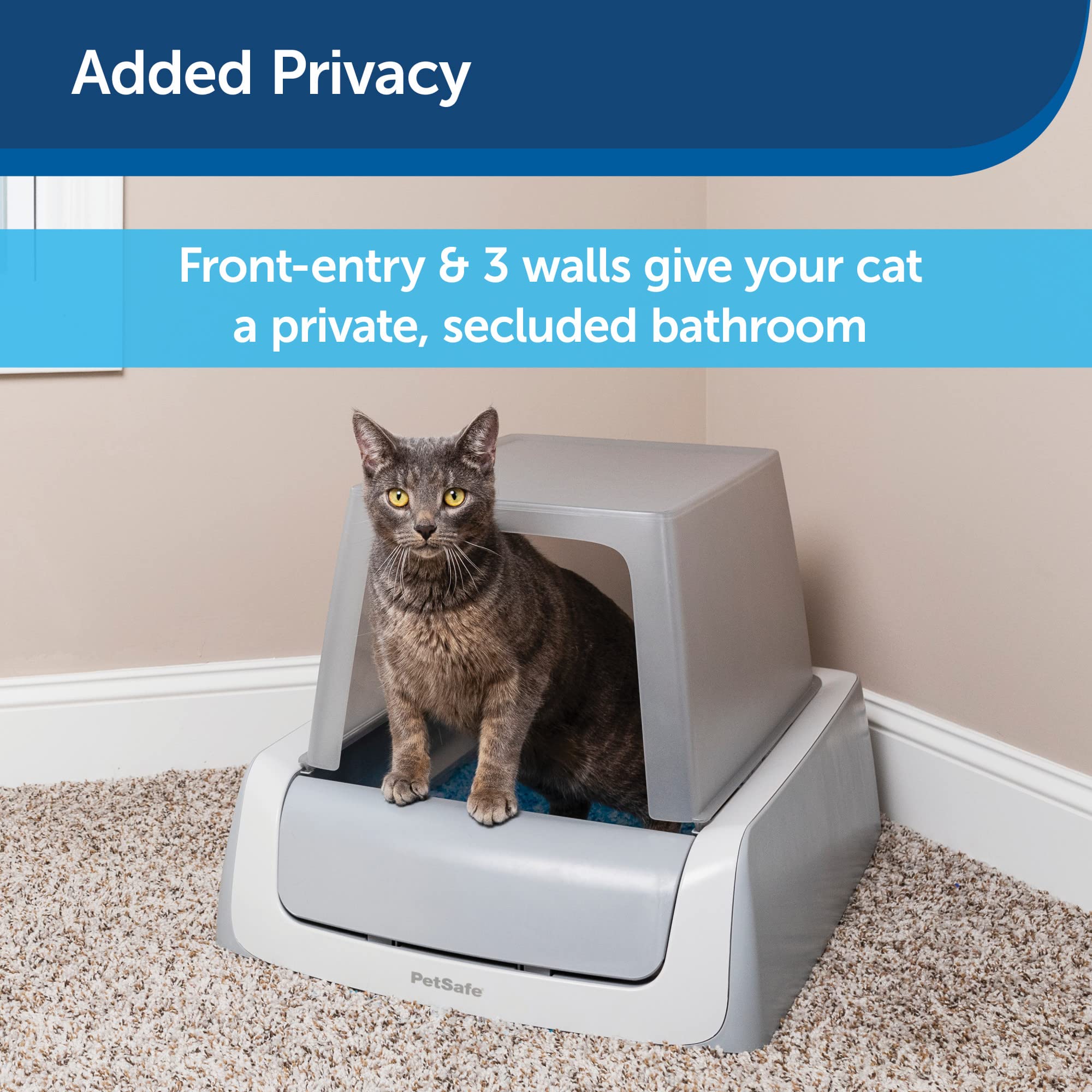 PetSafe ScoopFree Litter Box Privacy Hood, Cover Works with Second Generation ScoopFree Self-Cleaning Litter Box, Lid for Odor Control and Cleaner Floors, Provides Privacy, Grey