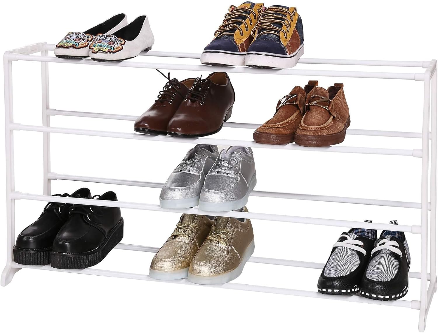 Aceshin Zapatero Metalico de 7 Niveles Estantería de Zapatos Estante de Zapatos Portátil Blanco