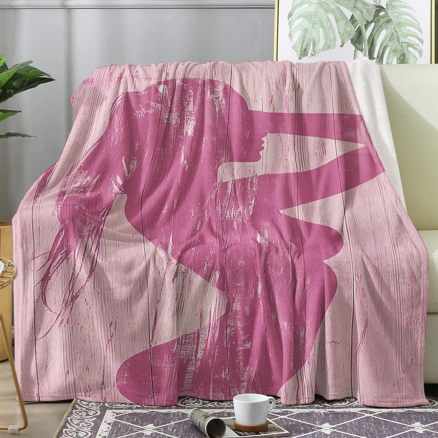 FJWXCBD Sexy Blanket, Pink Naked Girl Fleece Throw