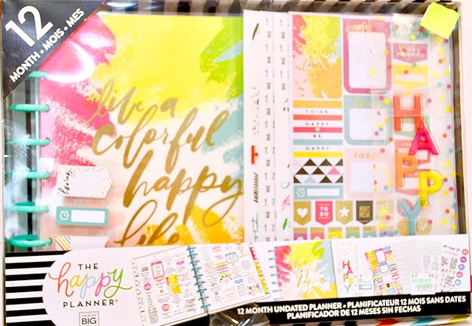 The Happy Planner® 12-monatige, klassische, unverdatierte Box Kit – bunte Happy