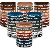 JUNEBRUSHS 64pcs Bible Verse Rubber Bracelets Bulk Inspirational Christian Rubber Silicone Wristbands Religious bible bracelet for Men Women Party Christian Gifts Supplies(16 Designs)