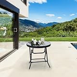 PHI VILLA Folding Outdoor Side Table - Black Tempered Glass, 46x46cm view 7