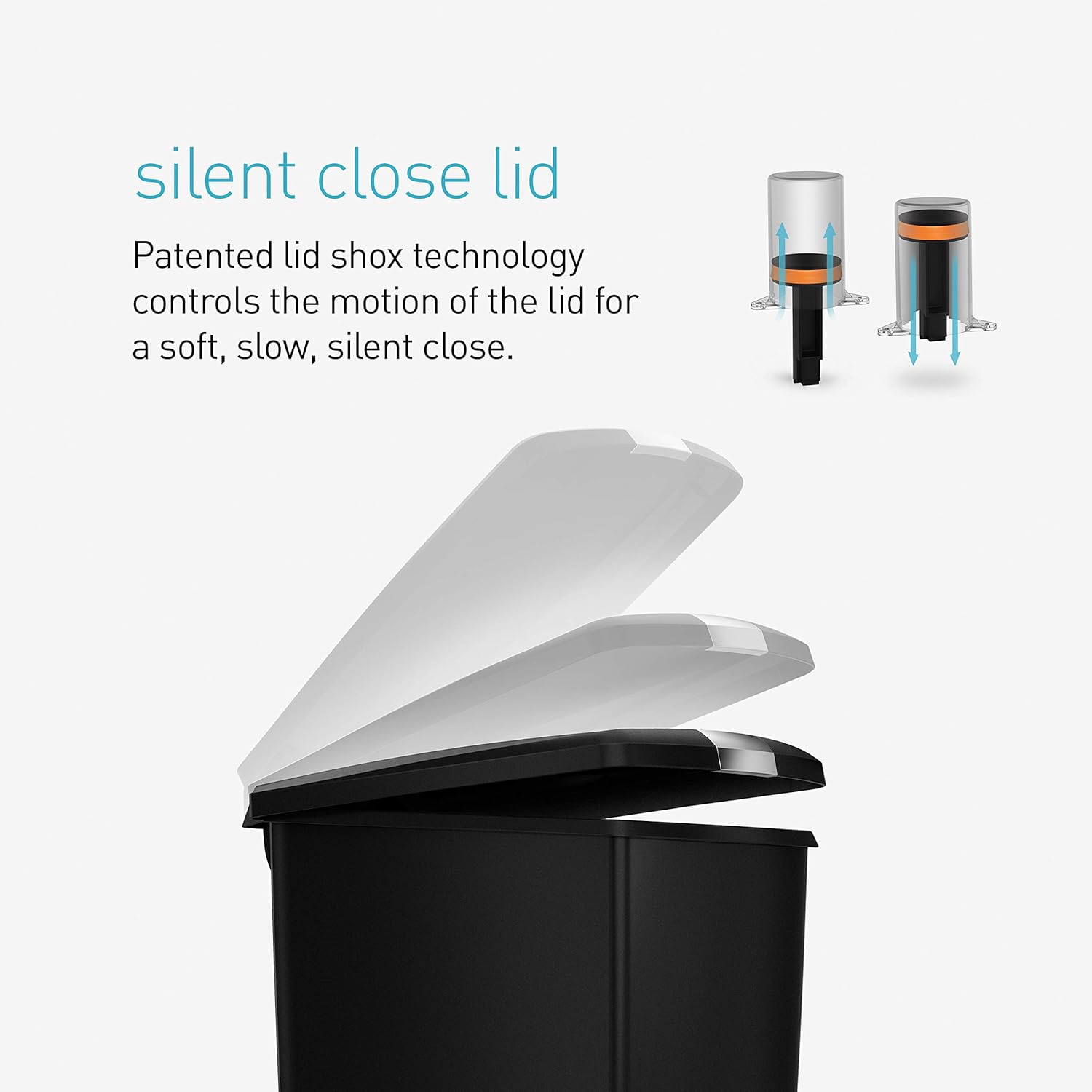 simplehuman Slim Kitchen Step Trash Can With Secure Slide Lock, 40 Liter / 10.6 Gallon, Black Plastic: Home & Kitchen
