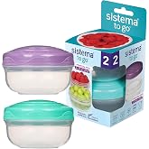 Sistema to GO PortionPod Food Storage Containers, Small Snack Pots, BPA - Free, Assorted Colours, 2 x 210 ml