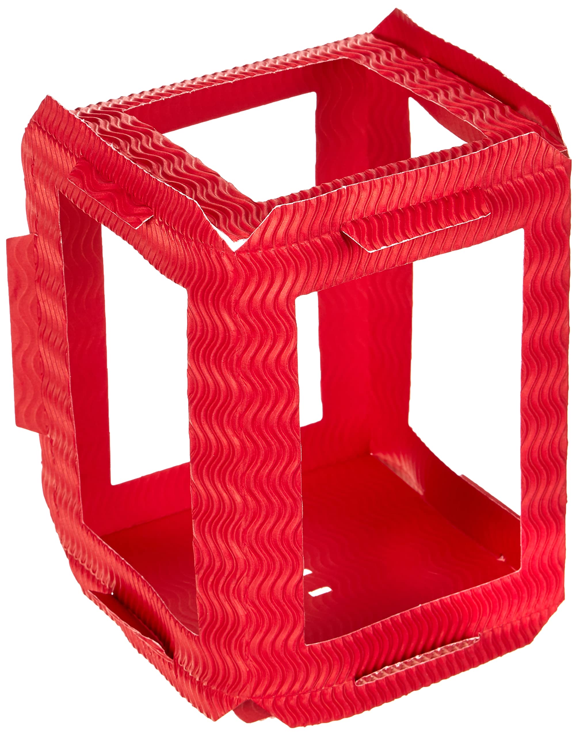 Folia 9820/5 Lantern Blanks 3D Corrugated Paper – 14 x 14 x 18.5 cm Set of 5 Red
