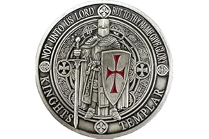 BirchRiver Knights Templar Award, 3D Knight with Sword & Shield, Engraved Motto 'Non Nobis Domine, Non Nobis, SED Nomini Tuo Da Gloriam' (Silver Color)