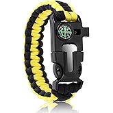 Oadnfa Bracelets,Survival Bracelets for Men Paracord Tactical 5-in-1 Camping Gear Kits,with 12-ft Detachable Parachute Rope,Fire Starter,Embedded Compass,Whistle&Emergency Multitools