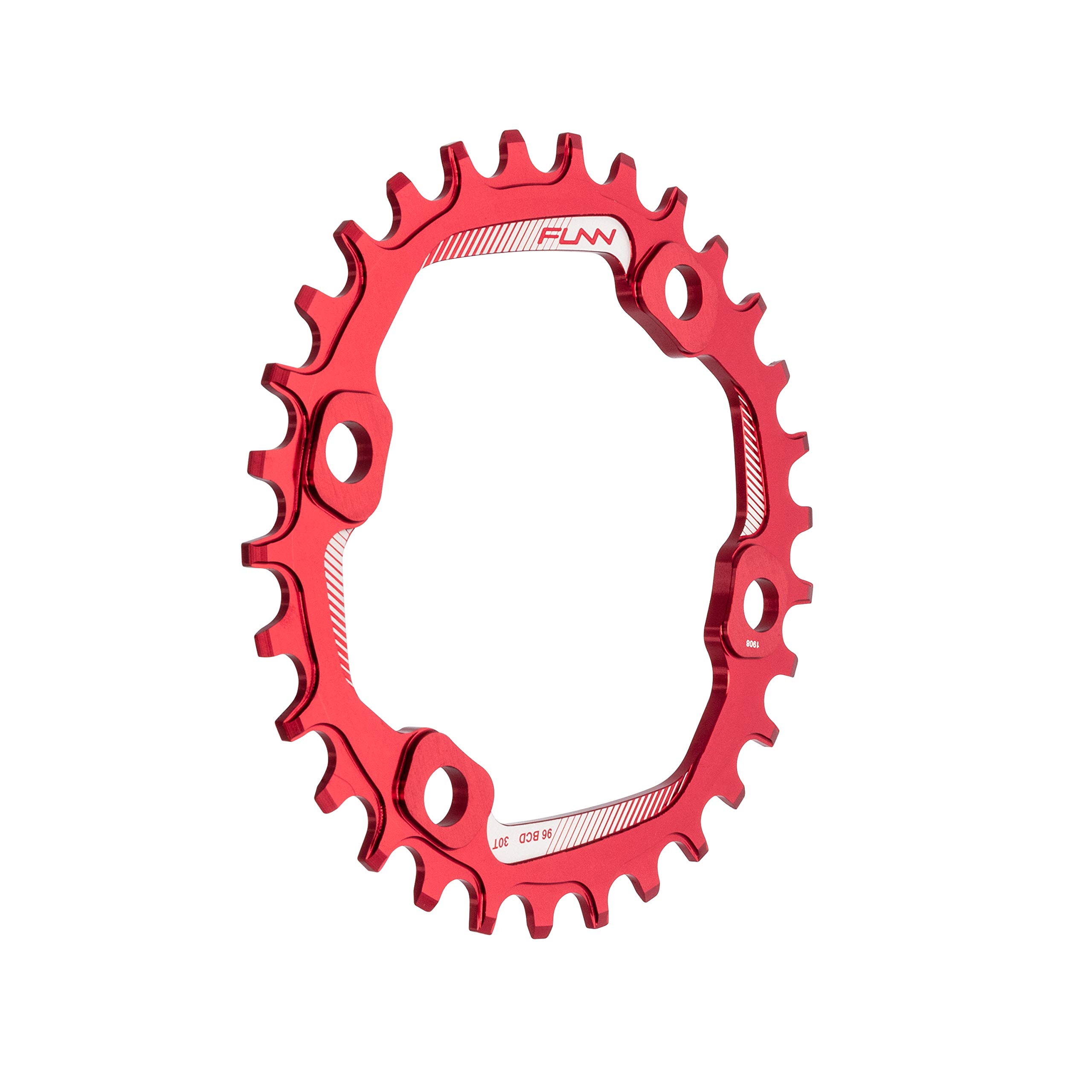 Funn Solo Narrow Wide Chainring for 9 10 11 12 Speed Chain, Fits Asymmetric 96mm BCD Interface Crankset, Single Speed Bike Chain Ring for MTB, BMX Bike, Gravel Bike and Road Bike (30T, Red) โ image 1